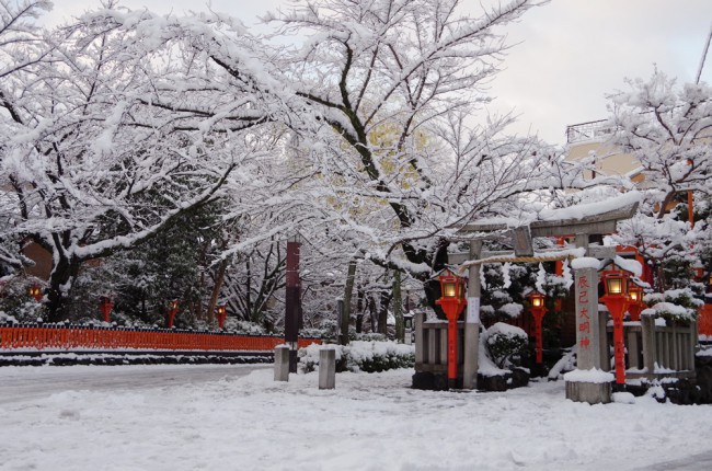 祇園周辺の雪